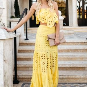 Vici - Yellow Eyelet Two Piece Set - Size Large